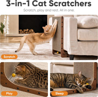 FUKUMARU Cat Scratcher, 26.8 Inch L Shaped Cat Scratch Pad for Indoor Cats – Essentials for Cats - 2 Pack 25 in Walnut Color - image 3