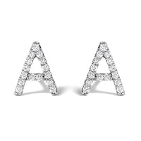 10K White Gold 1/10 Cttw Diamond Initial â€œAâ€ Stud Earring