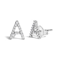 10K White Gold 1/10 Cttw Diamond Initial â€œAâ€ Stud Earring
