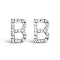 10K White Gold 1/10 Cttw Diamond Initial â€œAâ€ Stud Earring