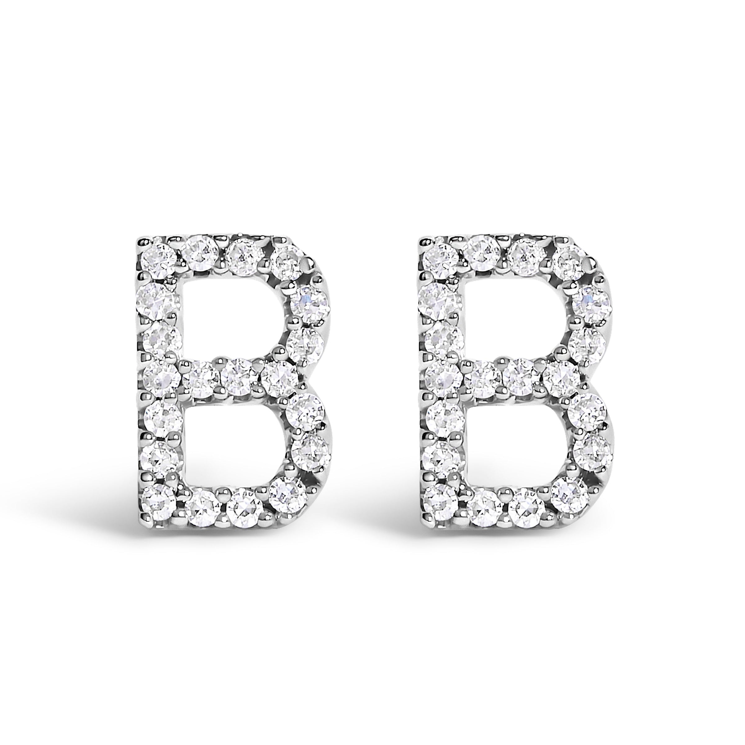 10K White Gold 1/10 Cttw Diamond Initial â€œAâ€ Stud Earring