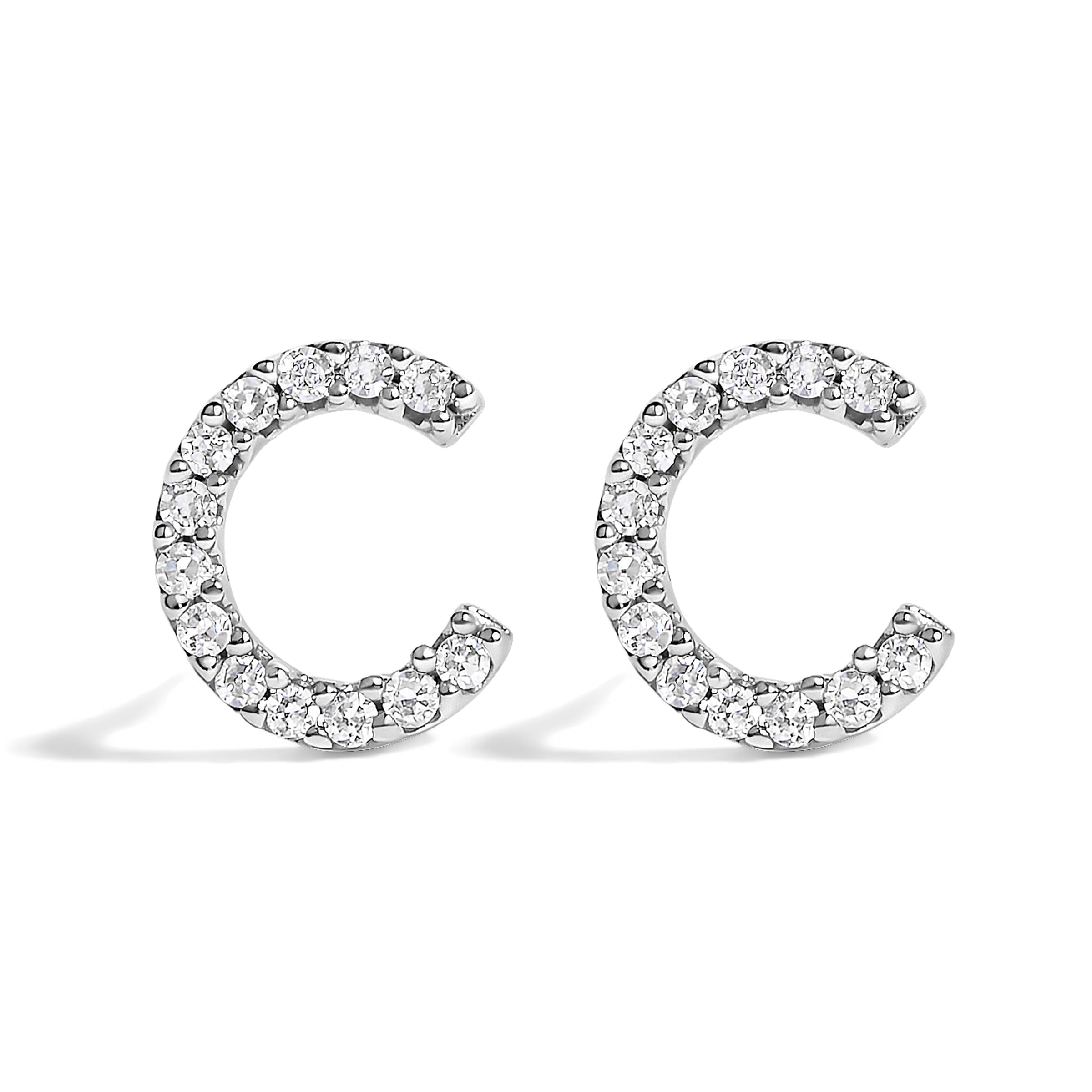 10K White Gold 1/10 Cttw Diamond Initial â€œAâ€ Stud Earring