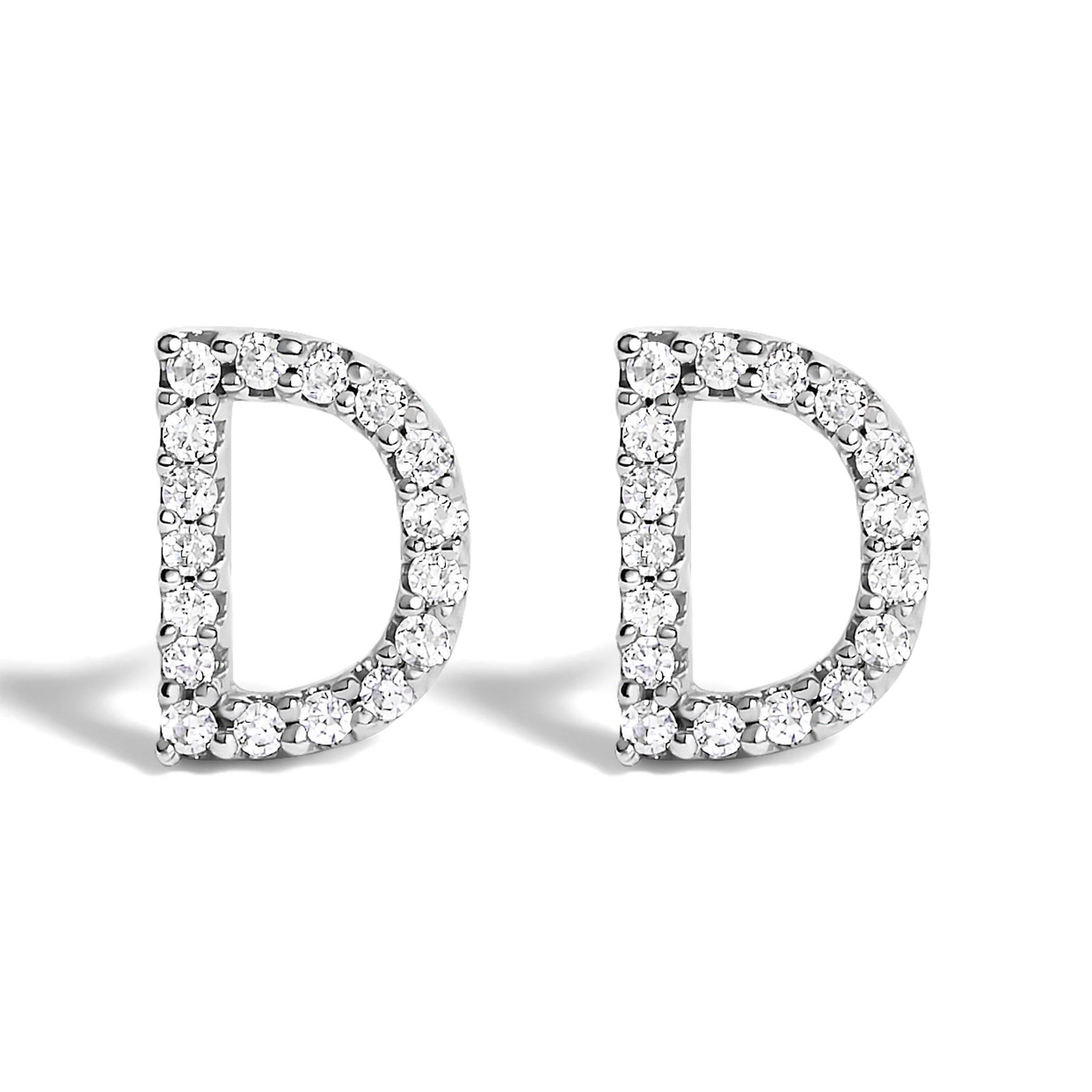 10K White Gold 1/10 Cttw Diamond Initial â€œAâ€ Stud Earring