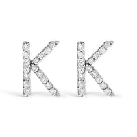 10K White Gold 1/10 Cttw Diamond Initial â€œAâ€ Stud Earring