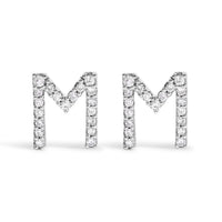 10K White Gold 1/10 Cttw Diamond Initial â€œAâ€ Stud Earring