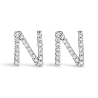 10K White Gold 1/10 Cttw Diamond Initial â€œAâ€ Stud Earring