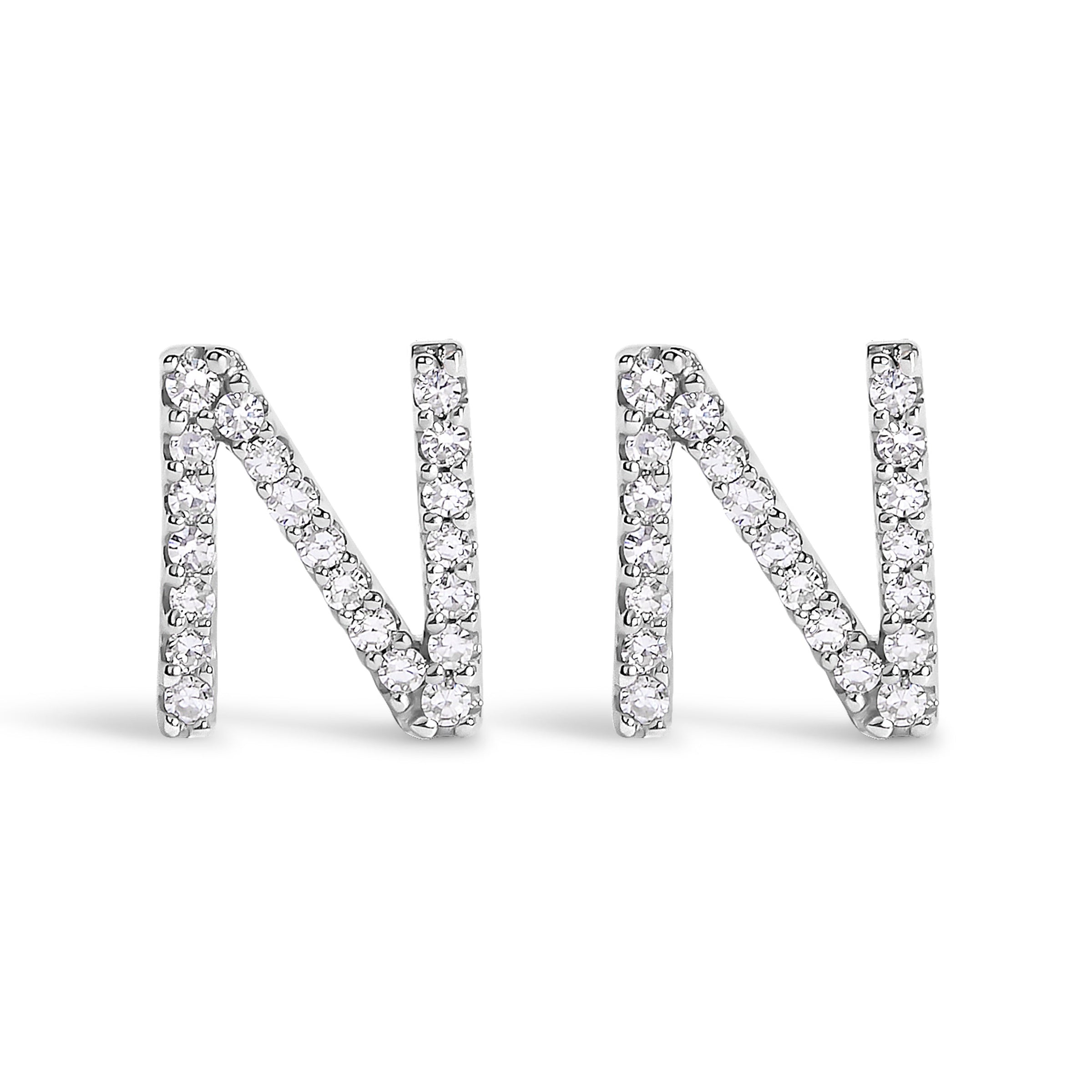 10K White Gold 1/10 Cttw Diamond Initial â€œAâ€ Stud Earring