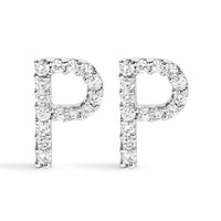 10K White Gold 1/10 Cttw Diamond Initial â€œAâ€ Stud Earring