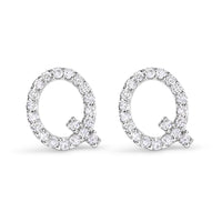 10K White Gold 1/10 Cttw Diamond Initial â€œAâ€ Stud Earring
