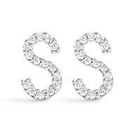 10K White Gold 1/10 Cttw Diamond Initial â€œAâ€ Stud Earring