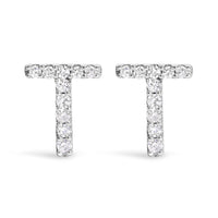 10K White Gold 1/10 Cttw Diamond Initial â€œAâ€ Stud Earring