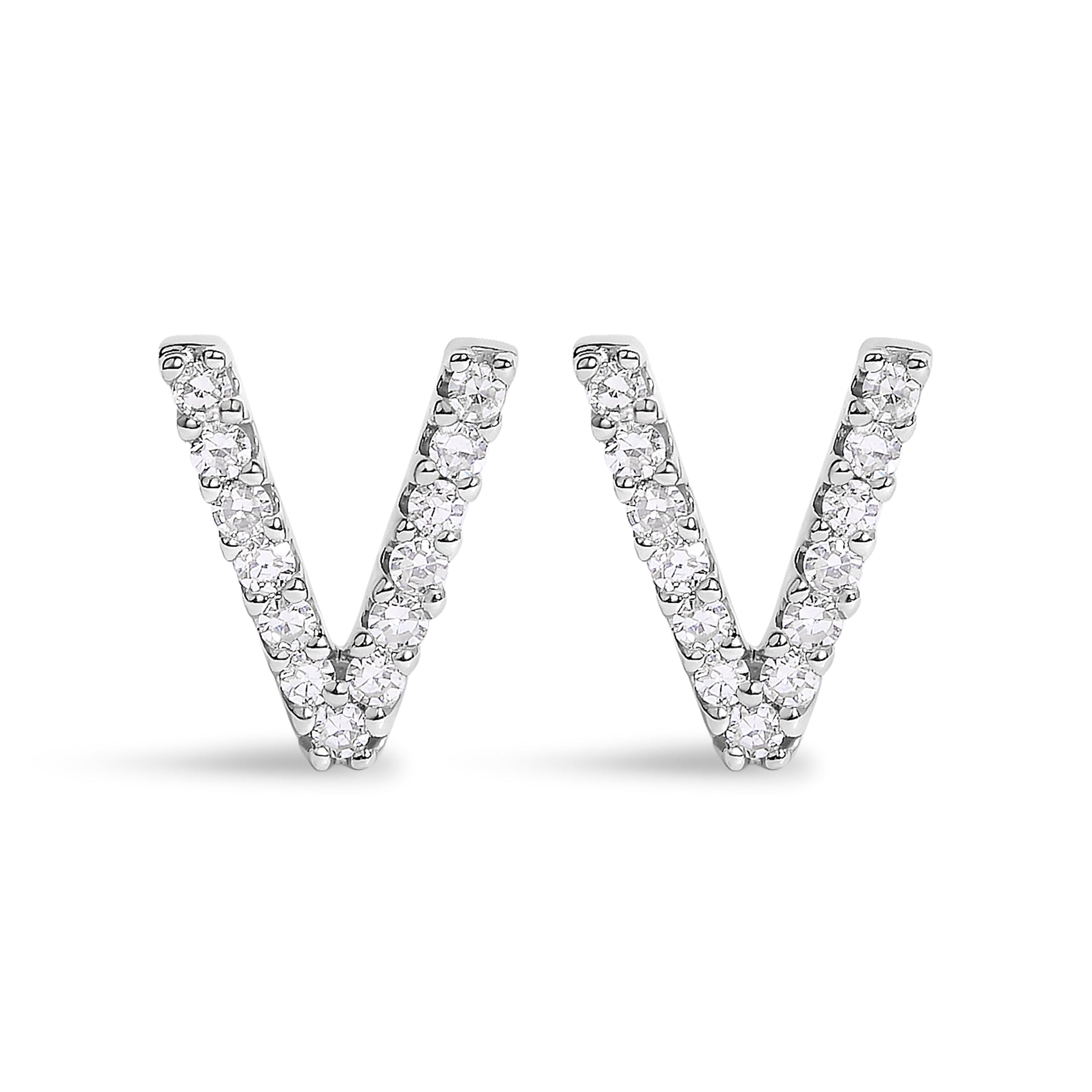 10K White Gold 1/10 Cttw Diamond Initial â€œAâ€ Stud Earring