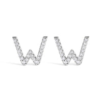 10K White Gold 1/10 Cttw Diamond Initial â€œAâ€ Stud Earring