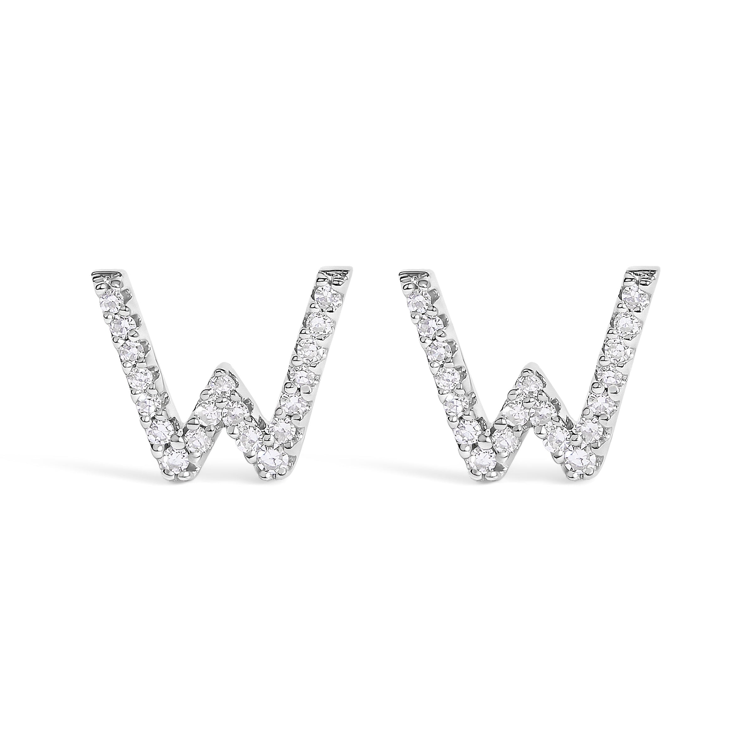 10K White Gold 1/10 Cttw Diamond Initial â€œAâ€ Stud Earring