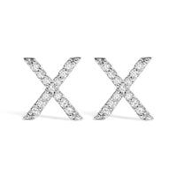 10K White Gold 1/10 Cttw Diamond Initial â€œAâ€ Stud Earring