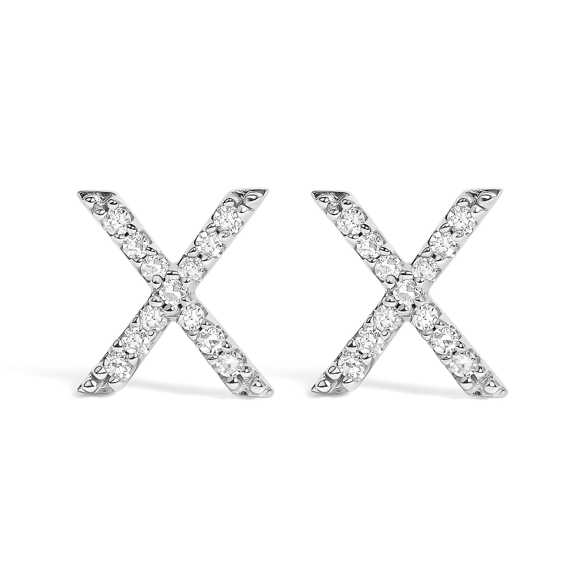 10K White Gold 1/10 Cttw Diamond Initial â€œAâ€ Stud Earring