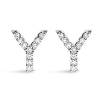 10K White Gold 1/10 Cttw Diamond Initial â€œAâ€ Stud Earring