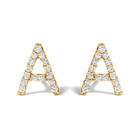 10K White Gold 1/10 Cttw Diamond Initial â€œAâ€ Stud Earring