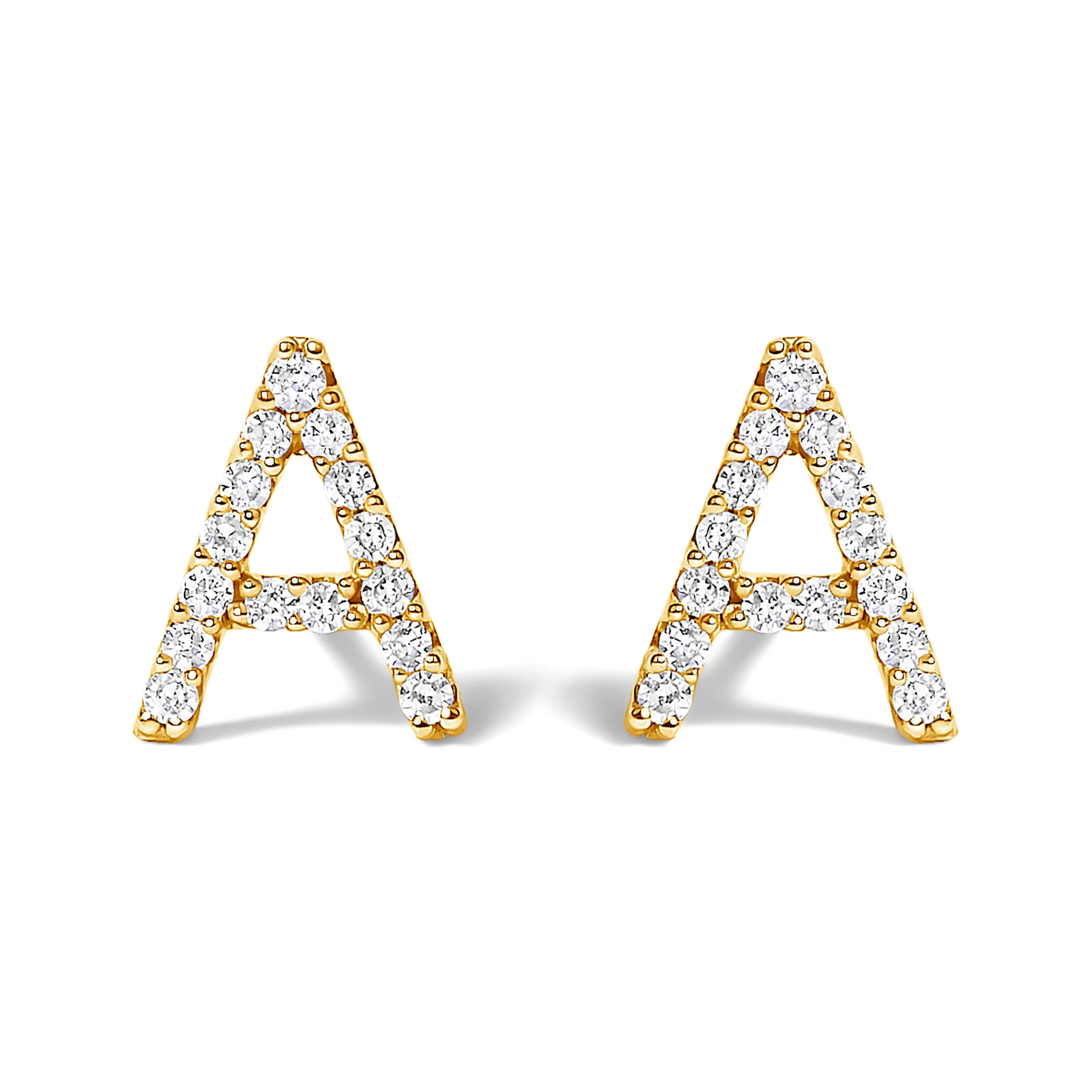 10K White Gold 1/10 Cttw Diamond Initial â€œAâ€ Stud Earring