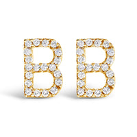 10K White Gold 1/10 Cttw Diamond Initial â€œAâ€ Stud Earring