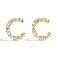 10K White Gold 1/10 Cttw Diamond Initial â€œAâ€ Stud Earring