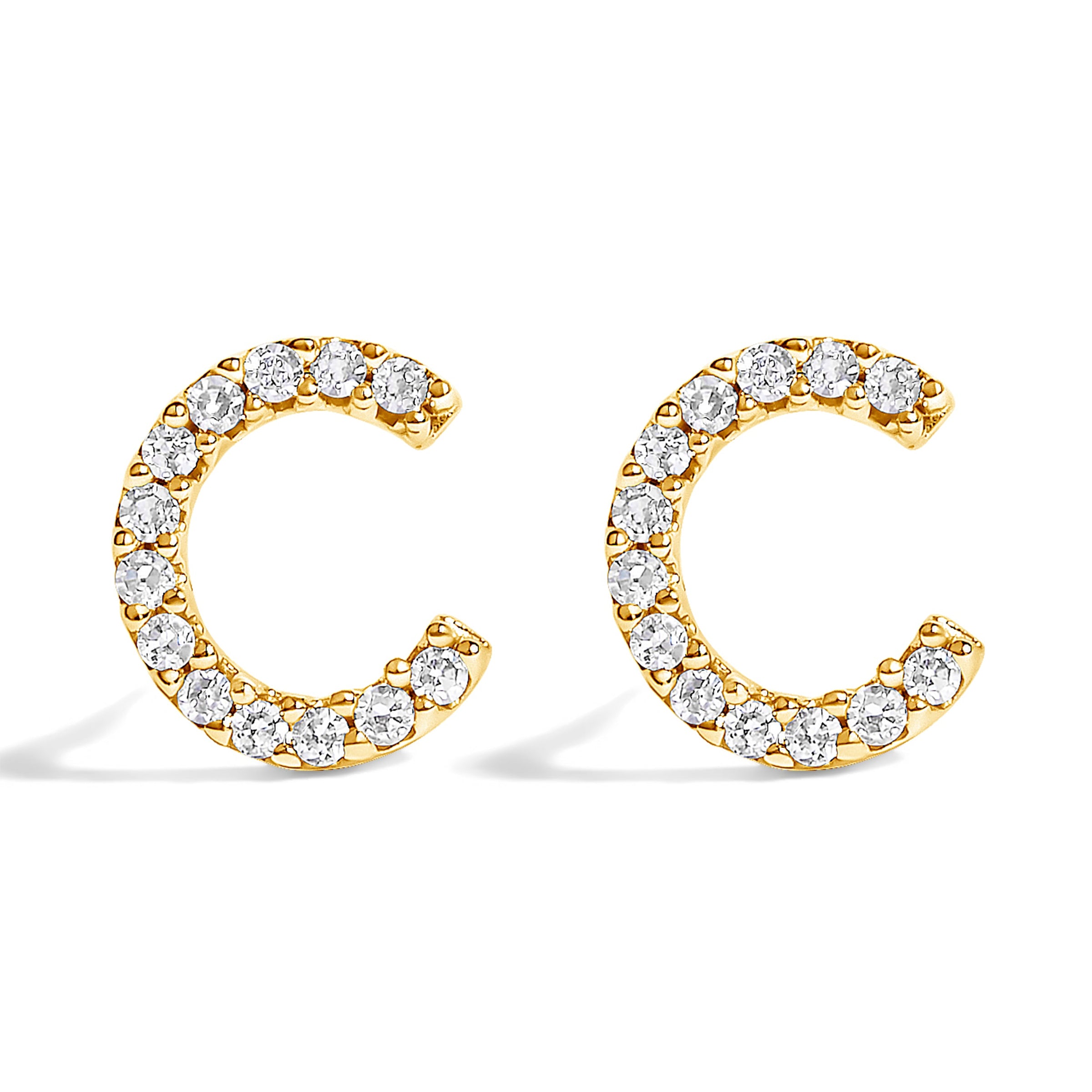 10K White Gold 1/10 Cttw Diamond Initial â€œAâ€ Stud Earring
