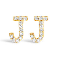 10K White Gold 1/10 Cttw Diamond Initial â€œAâ€ Stud Earring