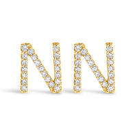 10K White Gold 1/10 Cttw Diamond Initial â€œAâ€ Stud Earring