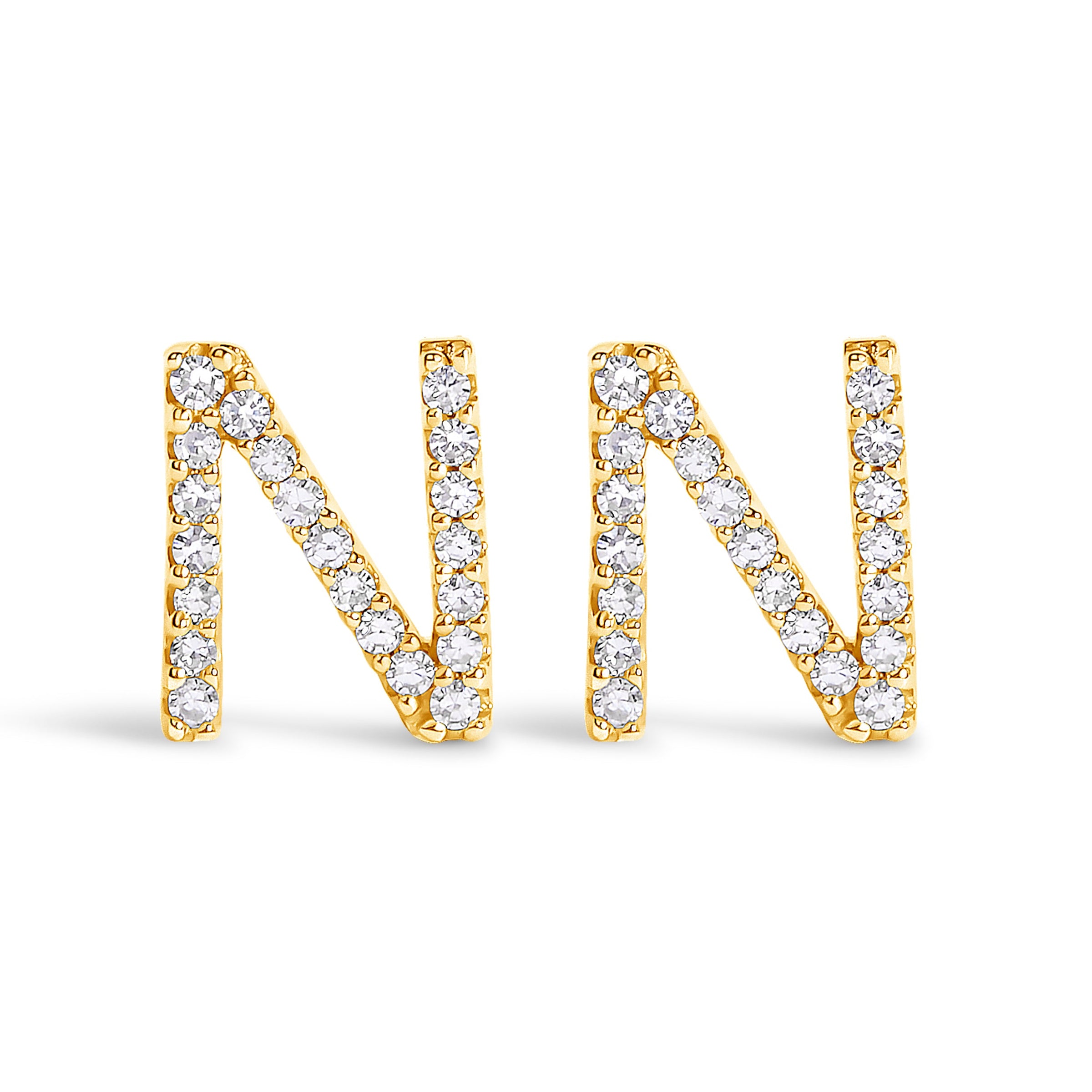 10K White Gold 1/10 Cttw Diamond Initial â€œAâ€ Stud Earring