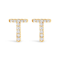 10K White Gold 1/10 Cttw Diamond Initial â€œAâ€ Stud Earring