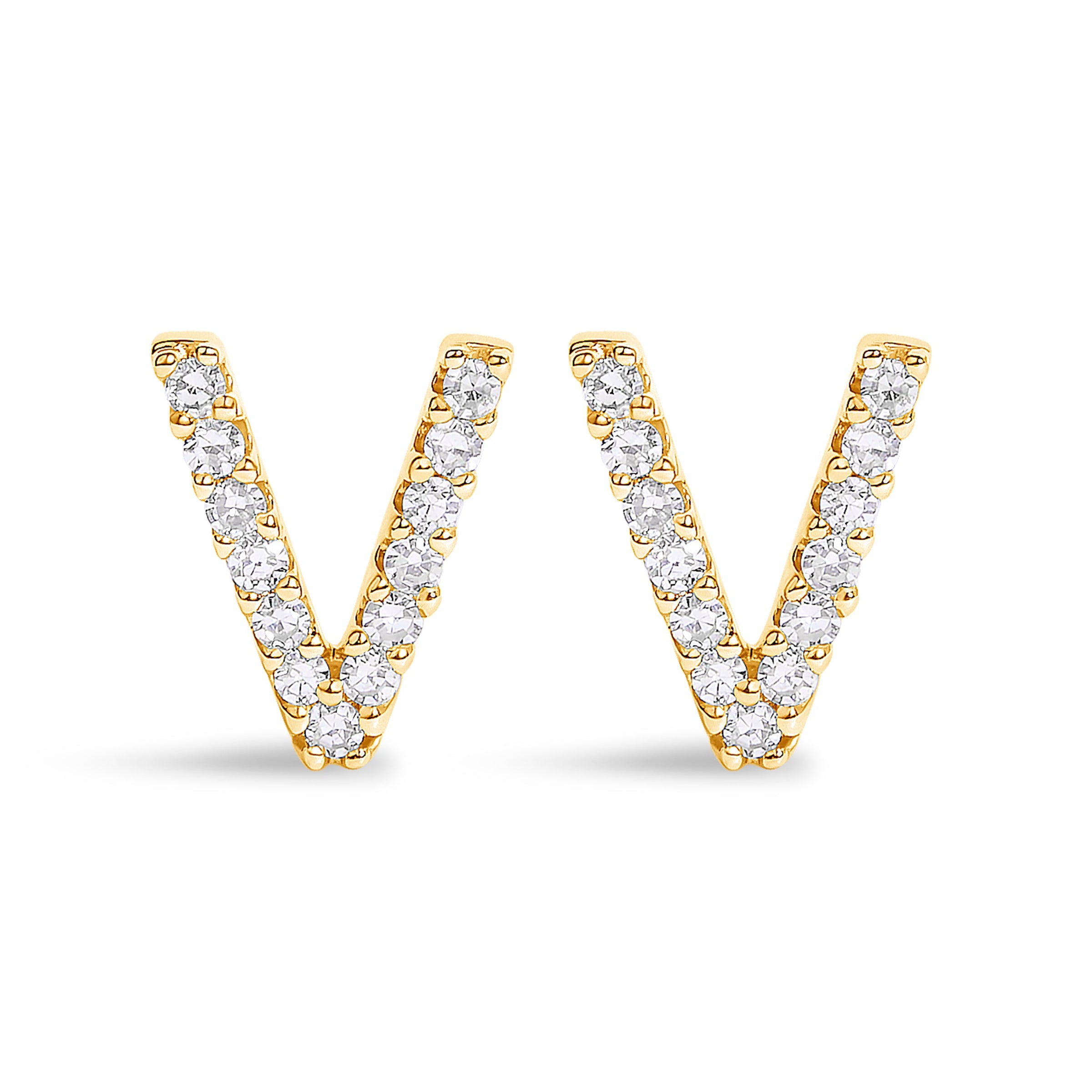 10K White Gold 1/10 Cttw Diamond Initial â€œAâ€ Stud Earring