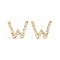 10K White Gold 1/10 Cttw Diamond Initial â€œAâ€ Stud Earring