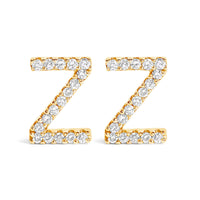 10K White Gold 1/10 Cttw Diamond Initial â€œAâ€ Stud Earring