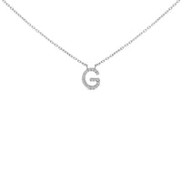 10K White Gold Diamond Accent "A" Block Initial Pendant Necklace