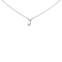 10K White Gold Diamond Accent "A" Block Initial Pendant Necklace