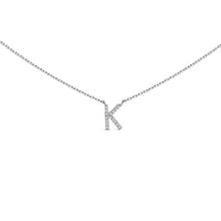 10K White Gold Diamond Accent "A" Block Initial Pendant Necklace
