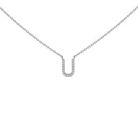 10K White Gold Diamond Accent "A" Block Initial Pendant Necklace