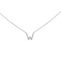 10K White Gold Diamond Accent "A" Block Initial Pendant Necklace