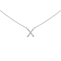 10K White Gold Diamond Accent "A" Block Initial Pendant Necklace