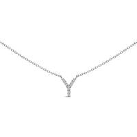10K White Gold Diamond Accent "A" Block Initial Pendant Necklace