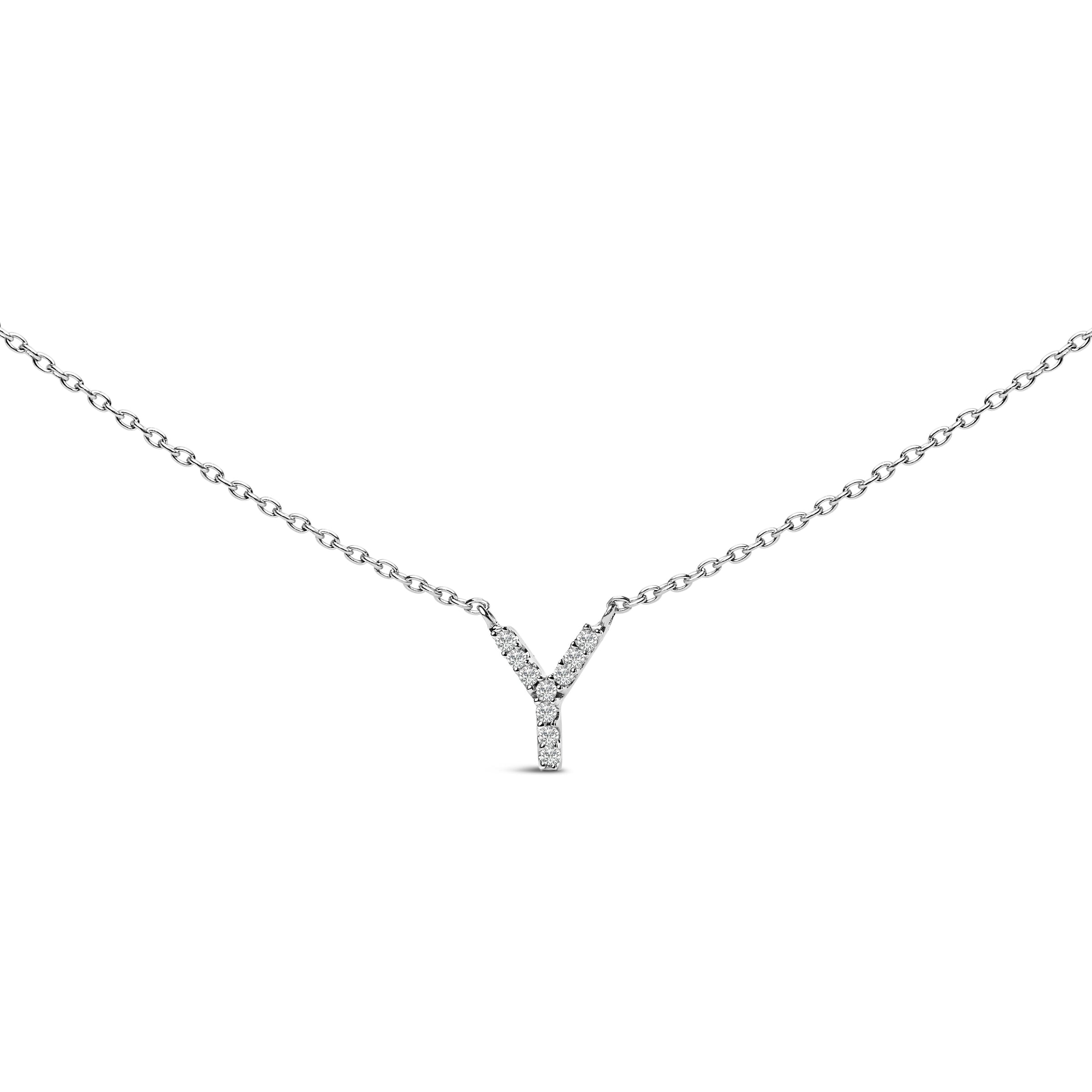 10K White Gold Diamond Accent "A" Block Initial Pendant Necklace