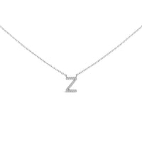 10K White Gold Diamond Accent "A" Block Initial Pendant Necklace