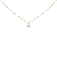 10K White Gold Diamond Accent "A" Block Initial Pendant Necklace