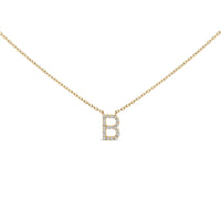 10K White Gold Diamond Accent "A" Block Initial Pendant Necklace