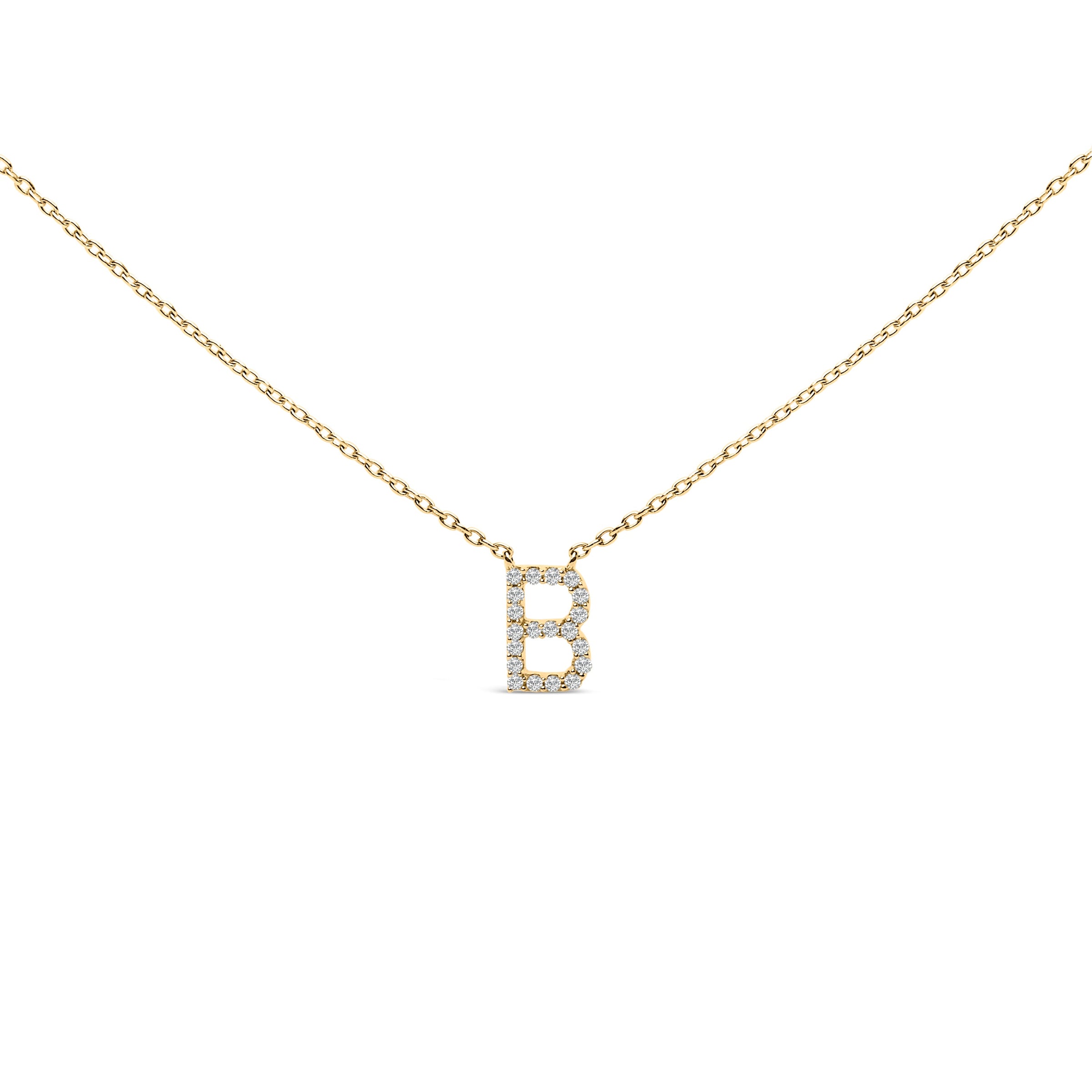 10K White Gold Diamond Accent "A" Block Initial Pendant Necklace