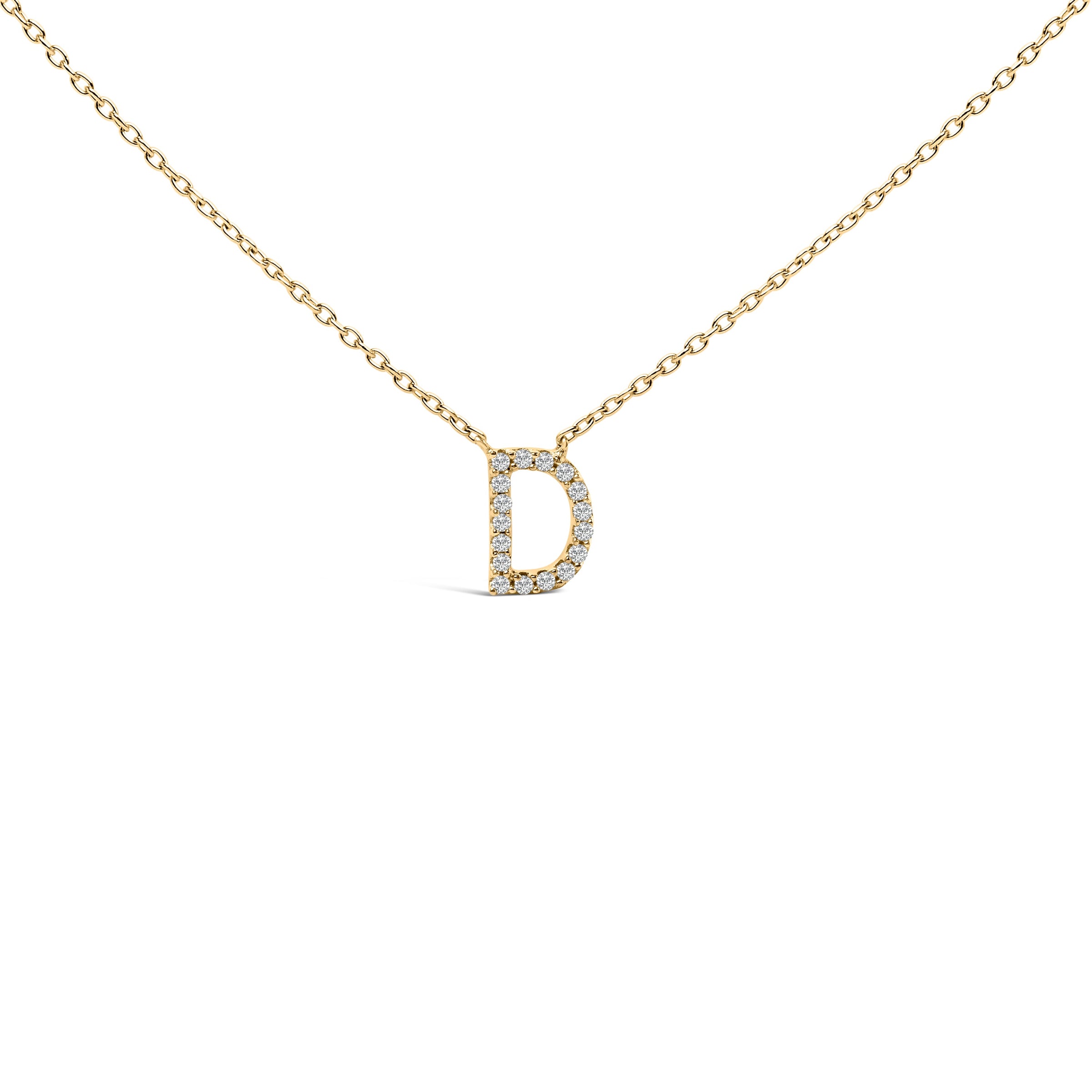 10K White Gold Diamond Accent "A" Block Initial Pendant Necklace