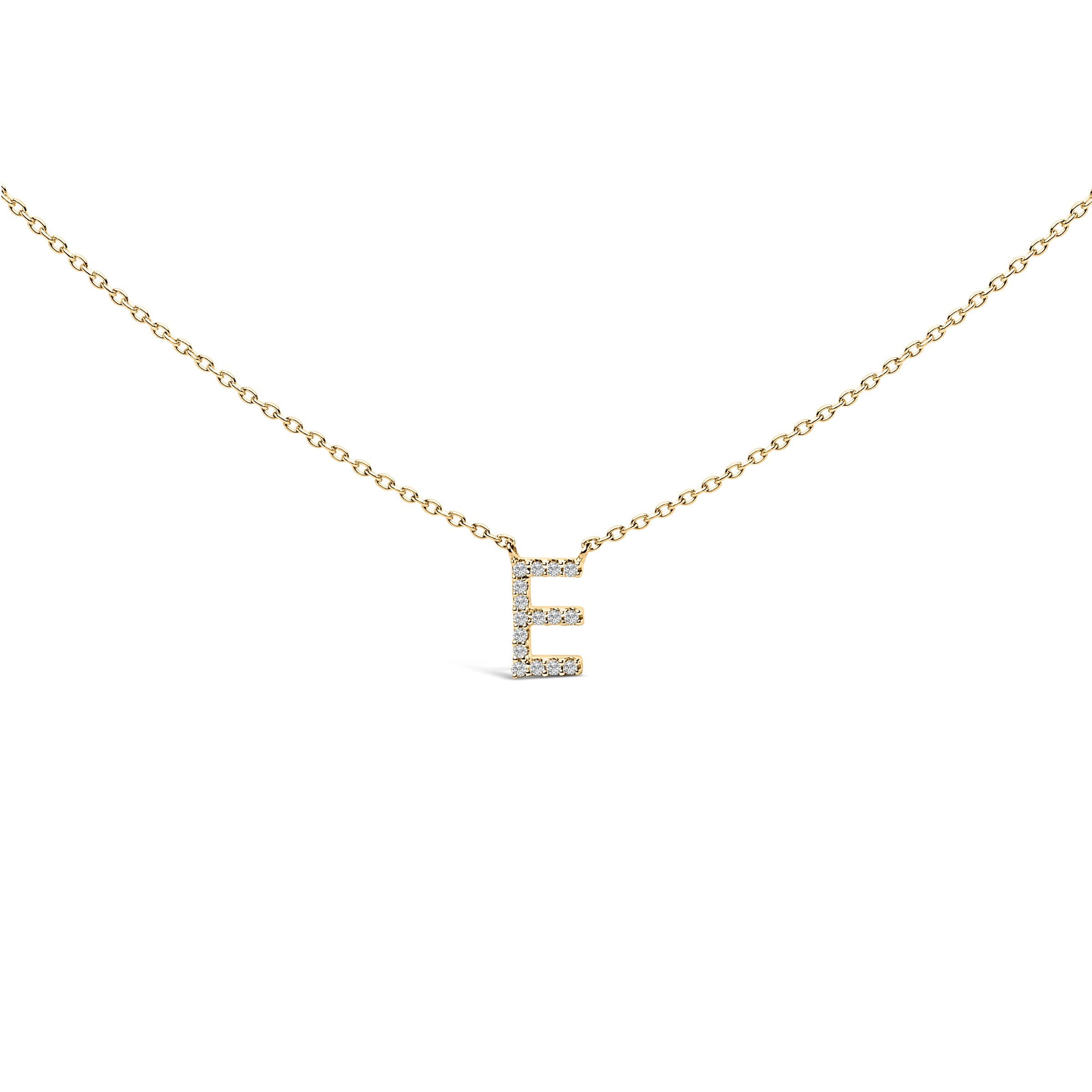 10K White Gold Diamond Accent "A" Block Initial Pendant Necklace