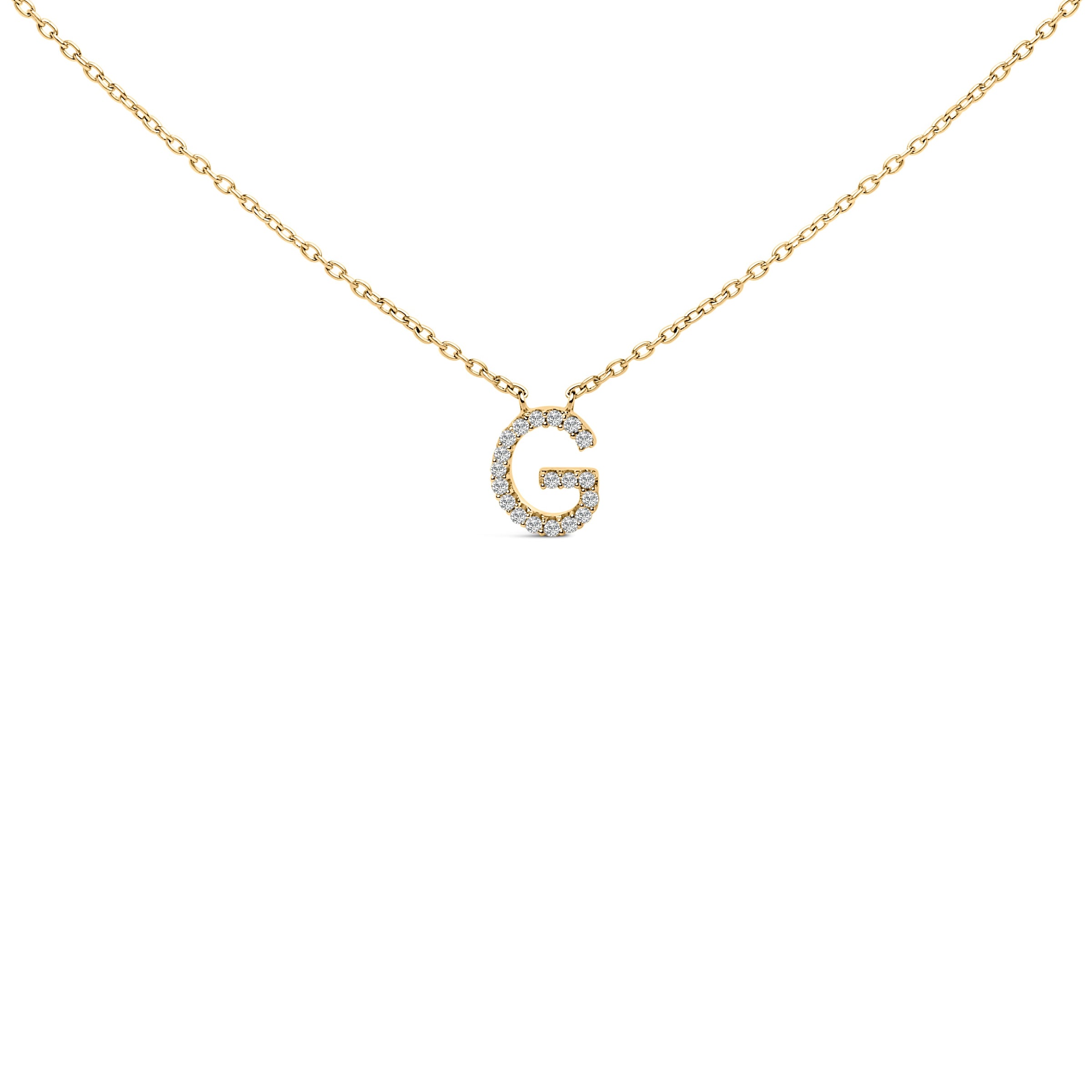 10K White Gold Diamond Accent "A" Block Initial Pendant Necklace