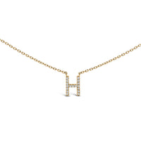 10K White Gold Diamond Accent "A" Block Initial Pendant Necklace