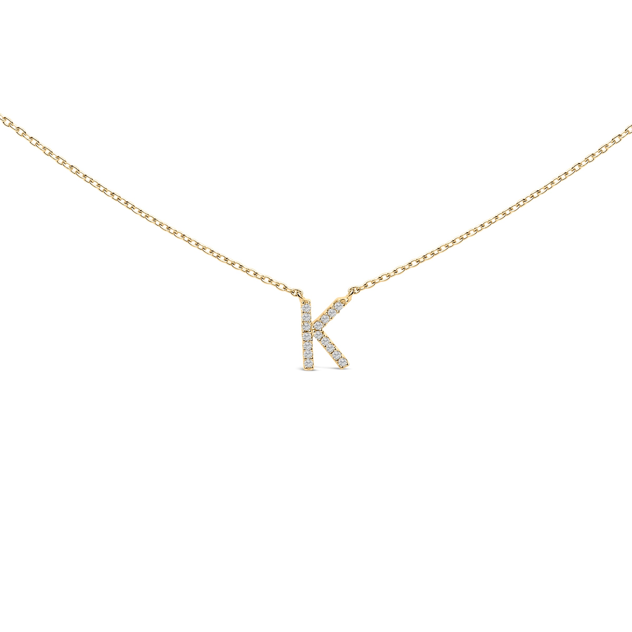 10K White Gold Diamond Accent "A" Block Initial Pendant Necklace